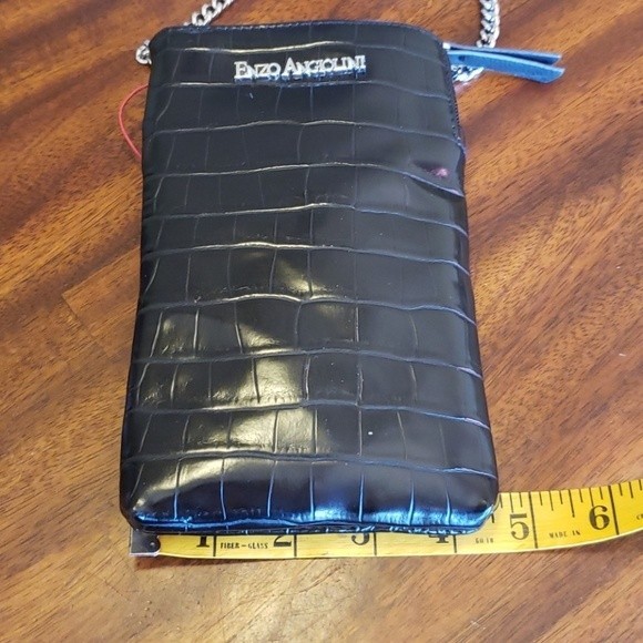 NWT Enzo Angiolini crossbody phone wallet FAUX Snake-skin Black - Picture 5 of 7